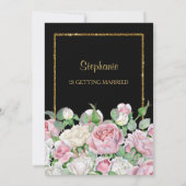 ロマンチックバラフローラフェイク金ゴールドグリッツブライダルシャワー 招待状 (裏面)