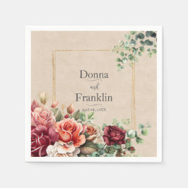 ロマンチックバラフローラユーカリ結婚プス スタンダードカクテルナプキン