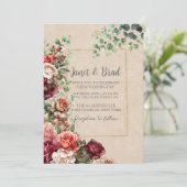 ロマンチックバラフローラユーカリQRコード結婚ズ 招待状 (スタンド正面)