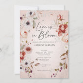 ロマンチックバラフローララブイン開花ブライダルシャワー 招待状 (正面)