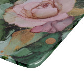 ロマンチックバラホワイトピンク金ゴールドフローララブ カッティングボード (角)