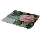 ロマンチックバラホワイトピンク金ゴールドフローララブ カッティングボード (角)