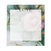 ロマンチックバラホワイトピンク金ゴールドフローララブ ノートパッド (正面)