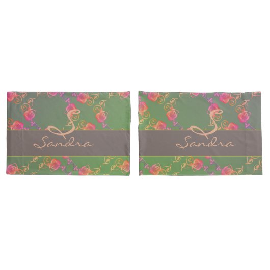 ロマンチックバラモノグラム 枕カバー (バックセット)