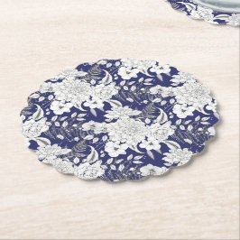 ロマンチックバラユーカリ線スケッチ紫 ペーパーコースター