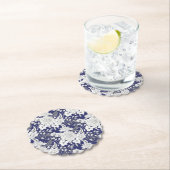 ロマンチックバラユーカリ線スケッチ紫 ペーパーコースター (インサイチュ)