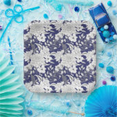 ロマンチックバラユーカリ線スケッチ紫 ペーパープレート (パーティー)