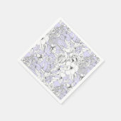 ロマンチックバラユーカリ線スケッチ薄紫 スタンダードカクテルナプキン (角)