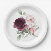 ロマンチックバララグジュアリーウォーターカラーボタニカル ペーパープレート (正面)