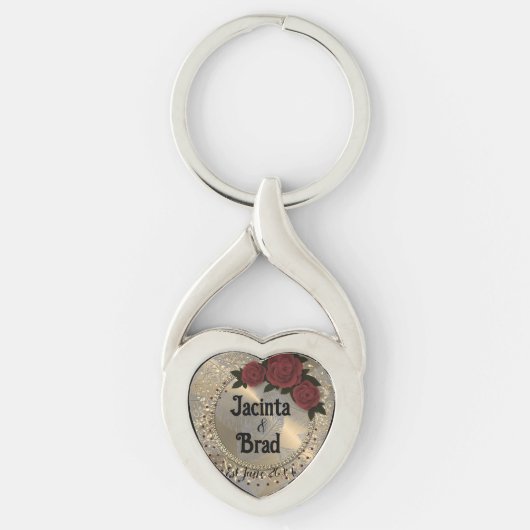 ロマンチックバラリースフェザー結婚ズ キーホルダー (正面)