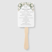 ロマンチックバラ庭園の結婚式プログラム ハンドファン (正面)