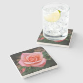 ロマンチックバラ植物芸術プリント ストーンコースター (横)