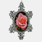 ロマンチックバラ植物芸術プリント スノーフレークピューターオーナメント (左)