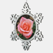 ロマンチックバラ植物芸術プリント スノーフレークピューターオーナメント (右)