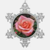 ロマンチックバラ植物芸術プリント スノーフレークピューターオーナメント (正面)