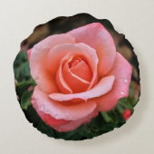 ロマンチックバラ植物芸術プリント ラウンドクッション (裏面)