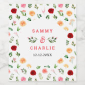 ロマンチックバラ結婚フローラ ワインラベル (シングルラベル)