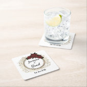 ロマンチックバラ結婚リースパーソナライズされた スクエアペーパーコースター (インサイチュ)