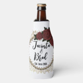 ロマンチックバラ結婚リースパーソナライズされた ボトルクーラー (ボトル正面)