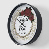 ロマンチックバラ結婚リース 壁時計 (傾斜)