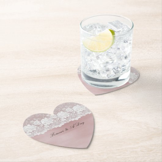 ロマンチックバラ赤面ピンクホワイトフローラレース結婚ズ ペーパーコースター (インサイチュ)