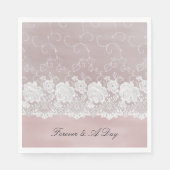 ロマンチックバラ赤面ピンクホワイトレースフローラ結婚ズ スタンダードランチョンナプキン (正面)