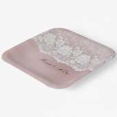 ロマンチックバラ赤面ピンクホワイトレースフローラ結婚ズ ペーパープレート (傾斜あり)