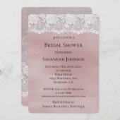 ロマンチックバラ赤面ピンクホワイトレースブライダルシャワー 招待状 (正面/裏面)