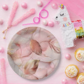 ロマンチックバラ赤面ピンク金ゴールドリーフブライダルシャワー ペーパープレート (パーティー)