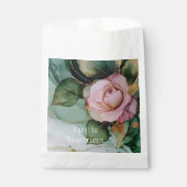 ロマンチックバラ赤面ピンク金ゴールド結婚フローラ フェイバーバッグ (正面)