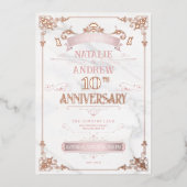 ロマンチックバラ金ゴールドマーブルフォイル記念日 箔招待状 (正面)