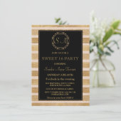 ロマンチックバラ金ゴールド秋リーススウィート16モノグラム 招待状 (スタンド正面)