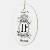 ロマンチックバラ11結婚th11周年 セラミックオーナメント (左)