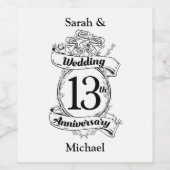 ロマンチックバラ13結婚th13周年 ワインラベル (シングルラベル)