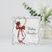 ロマンチックバラ、ダイヤモンド&レッドリ結婚ボンの誘い 招待状 (スタンド正面)