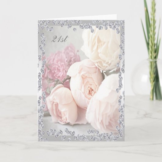 ロマンチックバラ&ダイヤ21歳の誕生日 カード (正面)