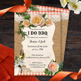 ロマンチックバラI do BBQ婚約パーティ 招待状