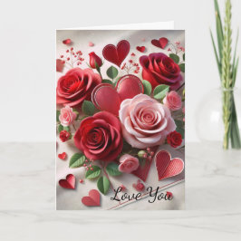 ロマンチックバレンタインデイレッドローズホリデーカード シーズンカード