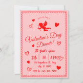 ロマンチックバレンタインデーディナー招待状 招待状 (正面)