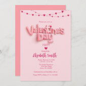 ロマンチックバレンタインデーパーティの招待状テンプレート 招待状 (正面/裏面)