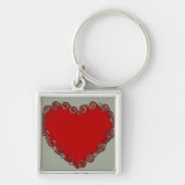 ロマンチックバレンタインラブハートレッド キーホルダー (正面)