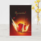 ロマンチックバーニングラブハートズグリーティングカード カード (黄色い花)