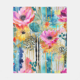 ロマンチックパステルカクティー開花 フリースブランケット