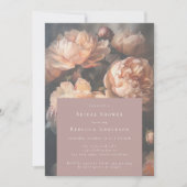 ロマンチックパステルピーニー花模様ブライダルシャワー 招待状 (正面)