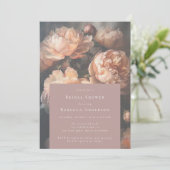 ロマンチックパステルピーニー花模様ブライダルシャワー 招待状 (スタンド正面)