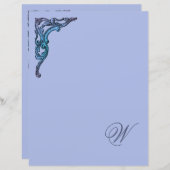 ロマンチックパステルモノグラム文房具紙 (正面/裏面)