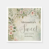 ロマンチックパステルワイルドフラワーズスウィート16 スタンダードカクテルナプキン (正面)