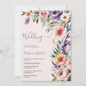 ロマンチックパステルワイルドフラワー春の結婚式 招待状 (正面)