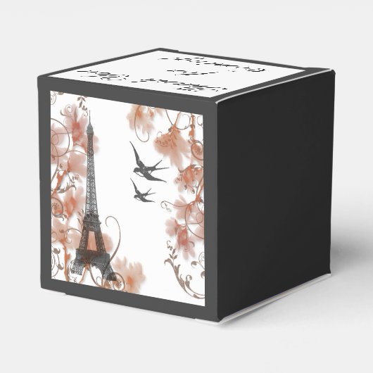 ロマンチックパリエッフェルタワー結婚式の引き出物ボックス フェイバーボックス (裏面サイド)