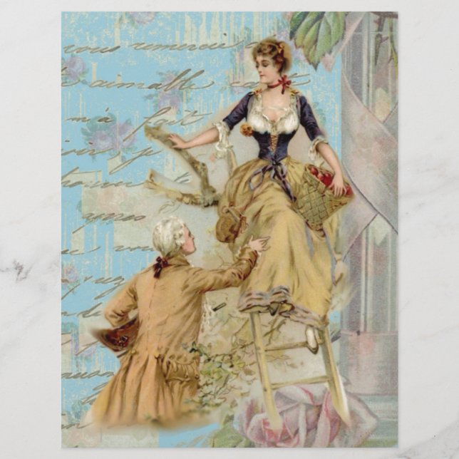 ロマンチックパリラバーズシャビシックなブルー (正面)